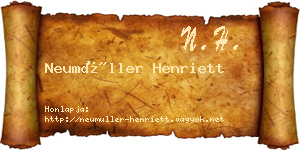 Neumüller Henriett névjegykártya
